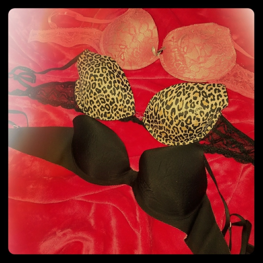 ❣3 bras sz 34C Victoria secret pink plus❣